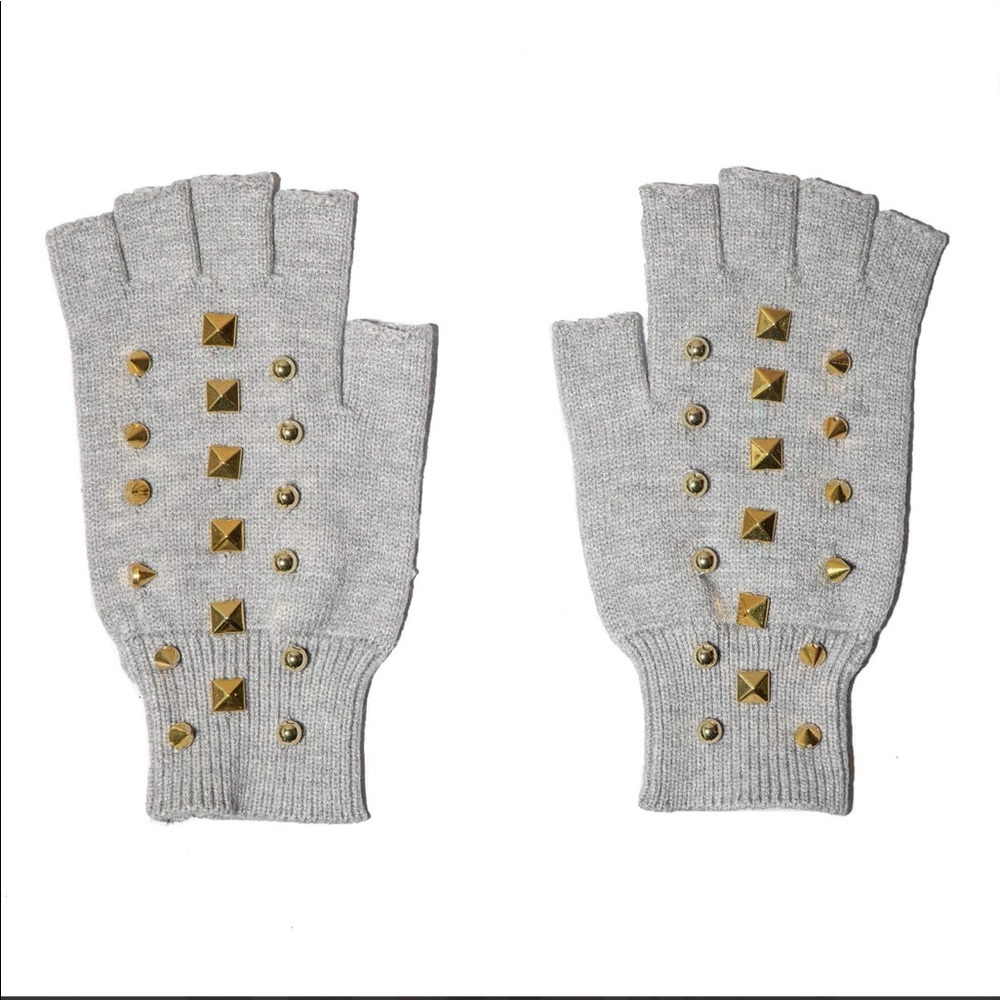 NWT Lele Sadoughi Studded Fingerless Knit Gloves